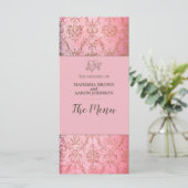 ROSE RUSTIQUE - Carte de menu Mariage (Debout devant)