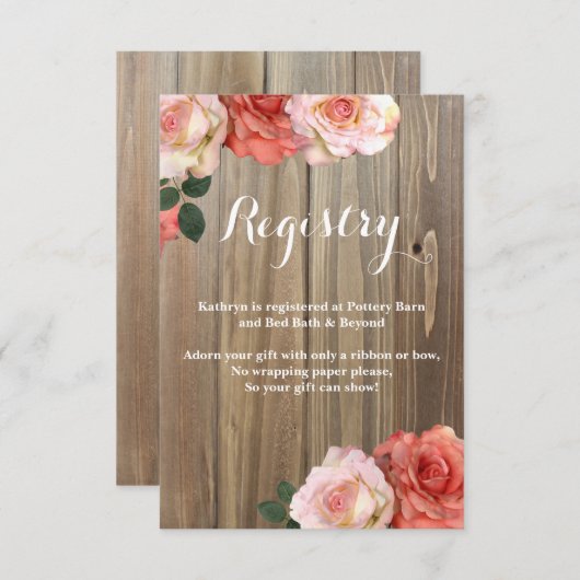 Rose rustique | Cartes d'insertion de Fête des mar (Devant / Derrière)