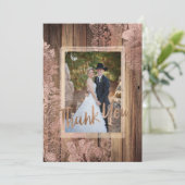 Rose rustique dentelle Mariage photo Merci photo (Debout devant)