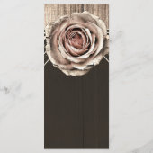 Rose Rustique Élégant Menu Diamant Bois Clair Fête (Dos)