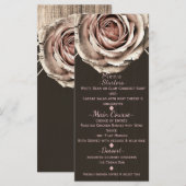 Rose Rustique Élégant Menu Diamant Bois Clair Fête (Devant / Derrière)