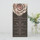 Rose Rustique Élégant Menu Diamant Bois Clair Fête (Debout devant)