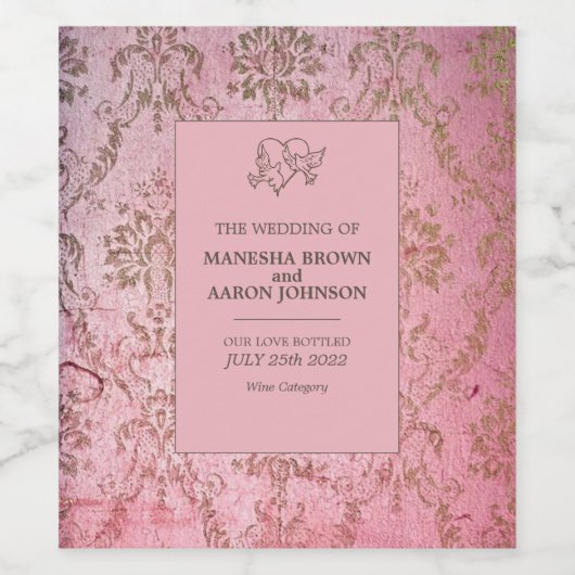 ROSE RUSTIQUE - Étiquette de vin Mariage (Étiquettes simples)