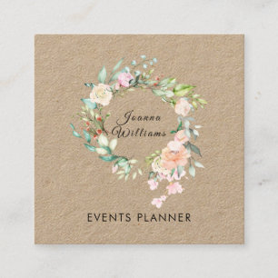 Rose rustique Garland Floral Carré Carte de visite