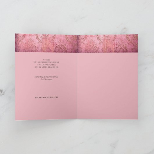 Rose Rustique - Invitation de Mariage (Intérieur)