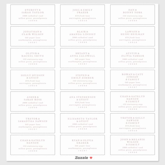 Rose Rustique Script Mariage invité Étiquette de a (Feuille)