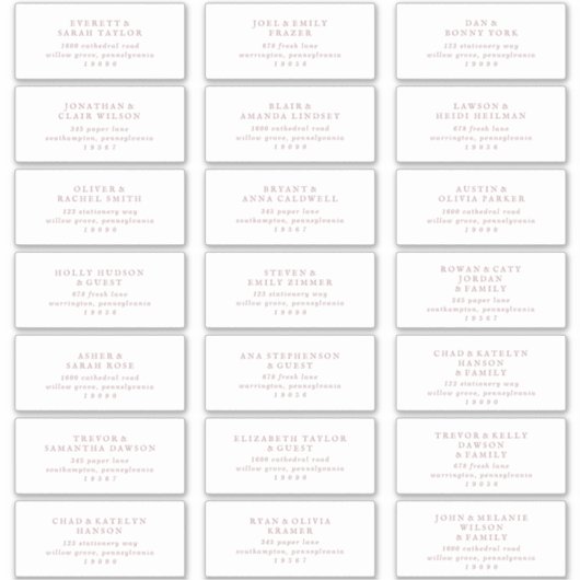 Rose Rustique Script Mariage invité Étiquette de a (Devant)