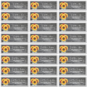 Rose rustique tournesol Mariage invité Étiquettes 