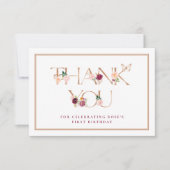 Rose safran Carte de remerciements papillon or (Devant)