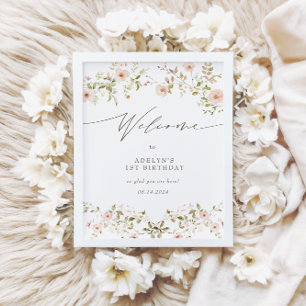 Rose sauvage Baby First Birthday Affiche de bienve