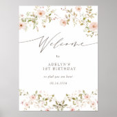 Rose sauvage Baby First Birthday Affiche de bienve (Devant)