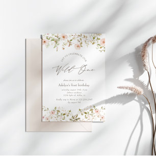 Rose sauvage Baby First Birthday Invitation