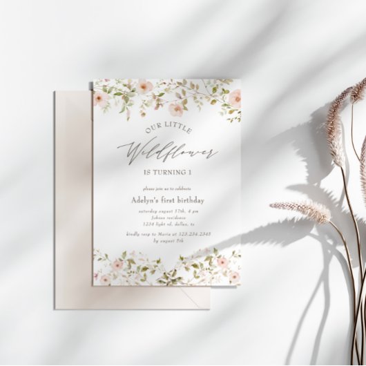 Rose sauvage Baby First Birthday Invitation