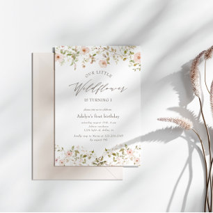 Rose sauvage Baby First Birthday Photo Invitation