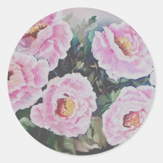Rose SAUVAGE ROSE PEINTURE CLASSIQUE STICKER ROND (Devant)