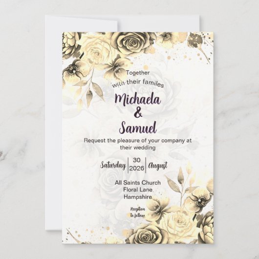 Rose Sépia - Invitation de mariage (Devant)