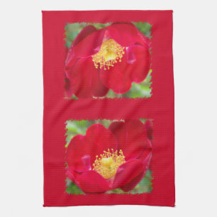 Rose Serviettes De Cuisine Rouge