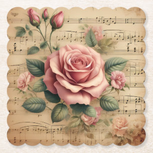 Rose & Sheet Music Paper Onderzetters – Meer Vorme