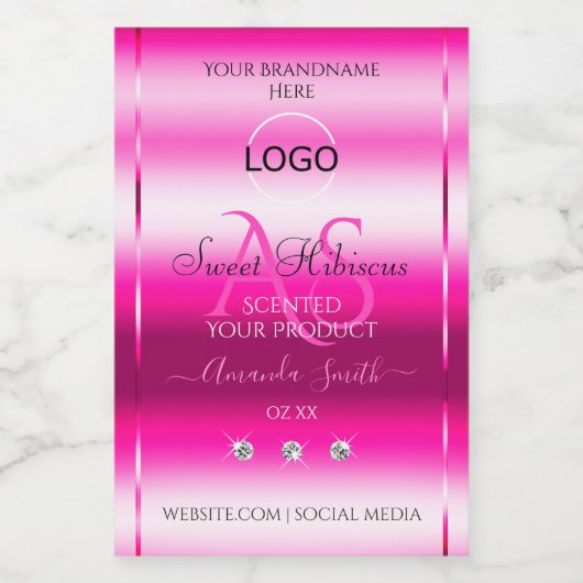 Rose Shimmery Produit Diamants Étiquettes Initiale (Étiquettes simples)