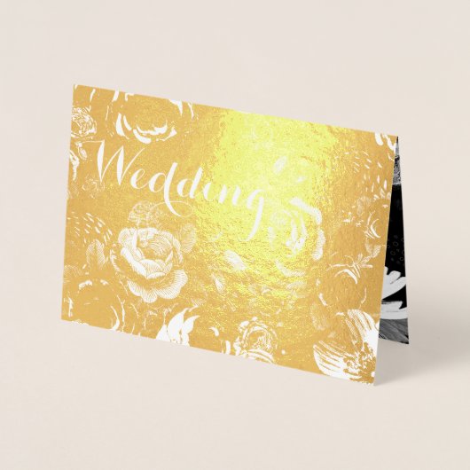 Rose Silver Foil Typographie Mariage Invitations (Devant)