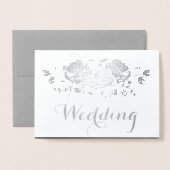 Rose Silver Foil Typographie Mariage Invitations (Devant avec enveloppe)