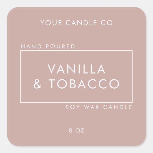 Rose simple et poussiéreux Étiquette à bougie (Devant)