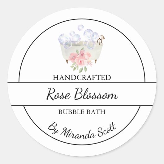 Rose simple fait maison Étiquette de bain de bulle (Devant)
