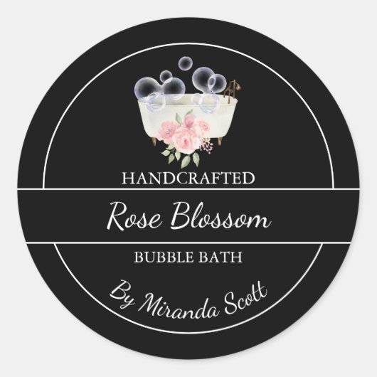 Rose simple fait maison Étiquette de bain de bulle (Devant)