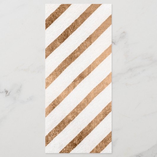 Rose simple feuille d'or chic menu mariage (Dos)