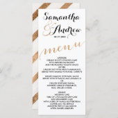 Rose simple feuille d'or chic menu mariage (Devant / Derrière)