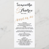 Rose simple feuille d'or chic menu mariage (Devant)