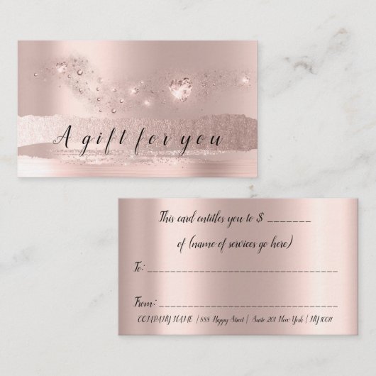 Rose simple Gold Heart Certificat cadeau beauté VI (Devant / Derrière)