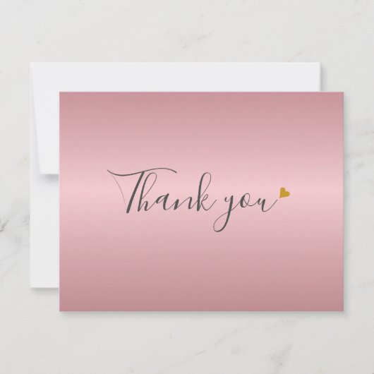 Rose simple Gold Script Business Carte de remercie (Devant)