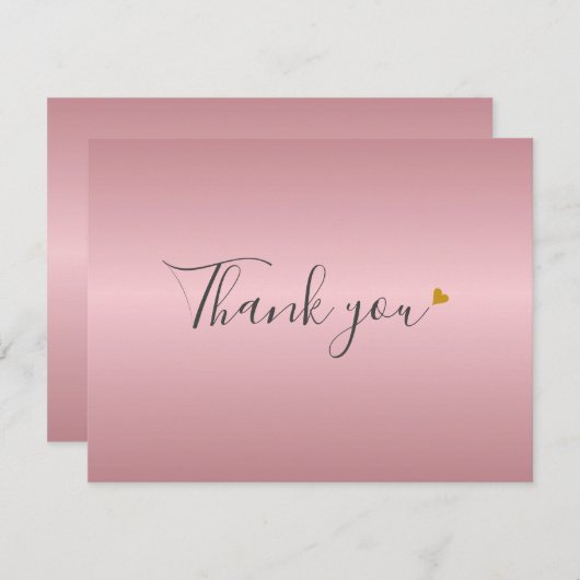 Rose simple Gold Script Business Carte de remercie (Devant / Derrière)