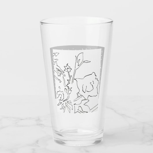 Rose Sketch and Starlight Silkscreen glassware Glas (Achterkant)