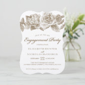 Rose Sketch Engagement Party Invitation à Sepia (Debout devant)
