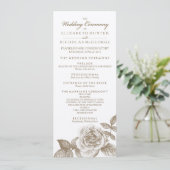 Rose Sketch Wedding Programme en Sepia (Debout devant)