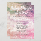 ROSE SKY CLOUDS PHOTO BÉBÉ FILLE DOUCHE INVITATION (Devant / Derrière)