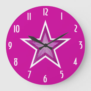 Rose Star 'numéros' horloge rond rose
