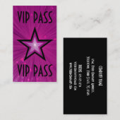 Rose Star 'VIP PASS' carte de visite noir dos (Devant / Derrière)