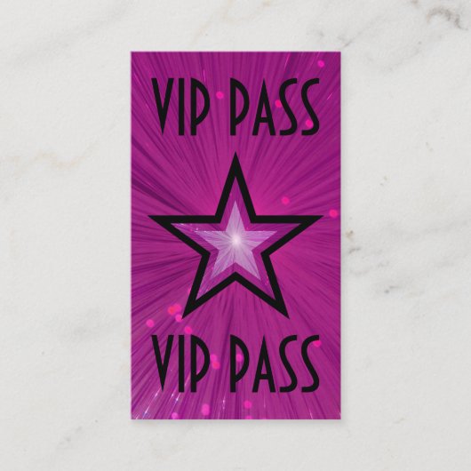 Rose Star 'VIP PASS' carte de visite noir dos (Devant)