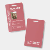 Rose Stripe Homeschool Educator ID Badge (Voor- en achterkant)