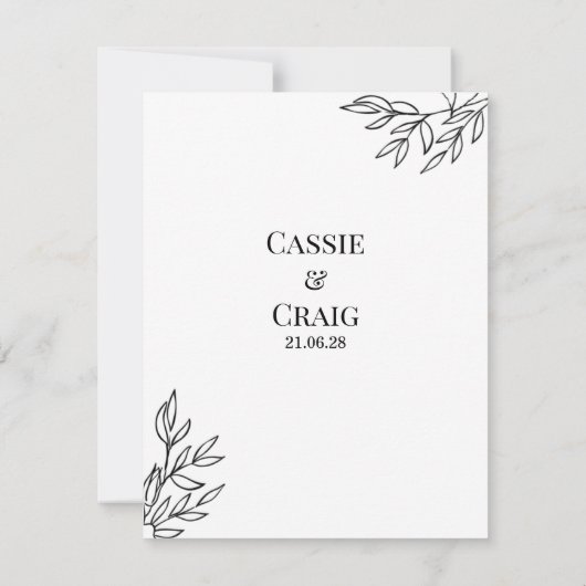 Rose stylo et encre Détails Mariage Carte de boîti (Dos)