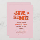 rose super moderne rétro, faire-part de mariage or (Devant / Derrière)