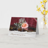 Rose Sur Carte De Sympathie Violon (Fleur jaune)