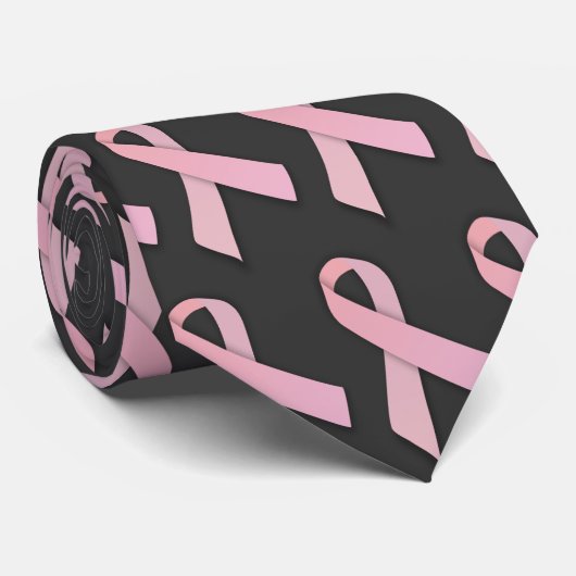 Rose sur la cravate noire de ruban de conscience (Roulé)