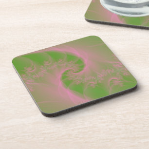 Rose sur les Dessous de verre verts