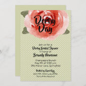 Rose sur Lime Derby Invitations de douche nuptiale (Devant / Derrière)