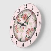 Rose sur rose Vintage rose grande horloge (Angle)