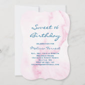 Rose Sweet 16 Marbre Invitation Anniversaire (Devant)